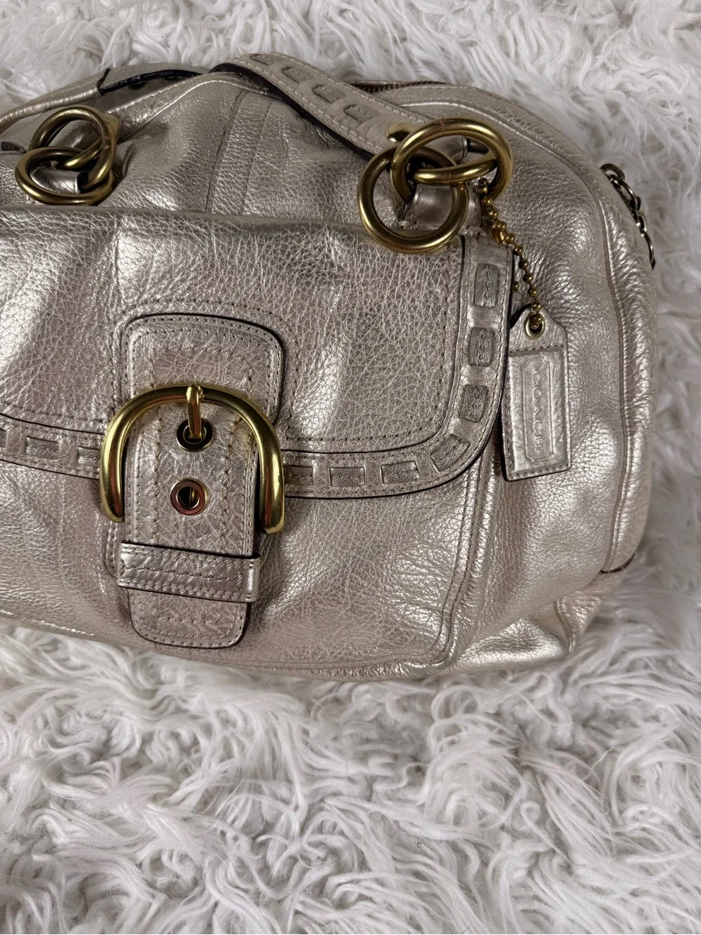 Coach Y2k 2000s Metallic Silver Dome Satchel Handbag
